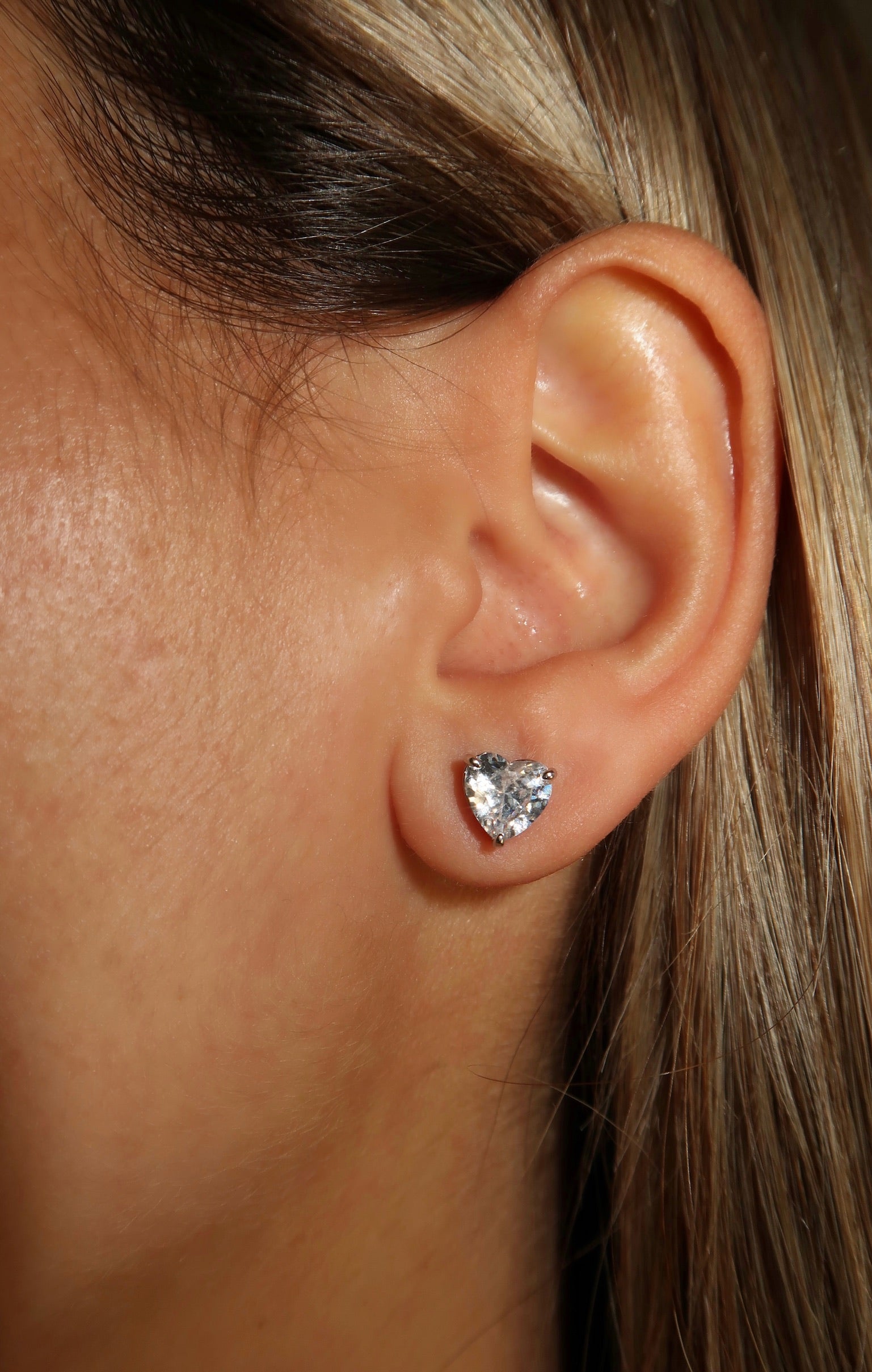 Solitaire Heart Diamond Earrings