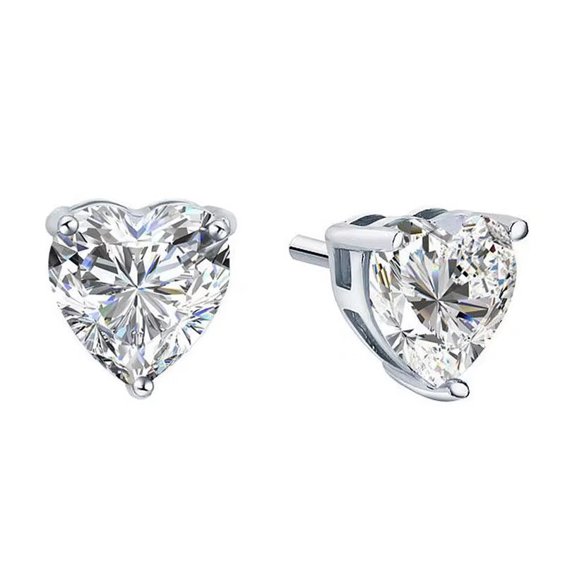 Solitaire Heart Diamond Earrings
