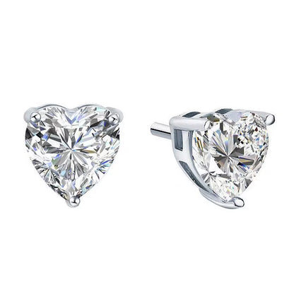 Solitaire Heart Diamond Earrings