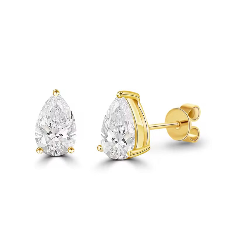 Solitaire Teardrop Diamond Earrings