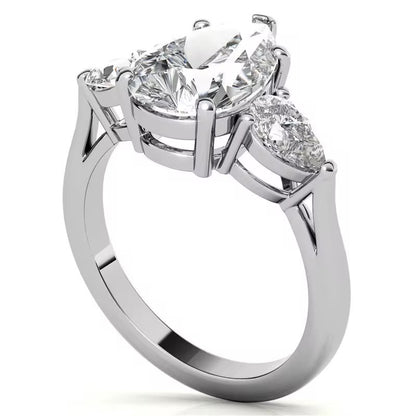 Three Stone Pear Cut Diamond Ring