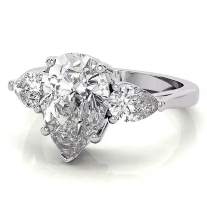 Three Stone Pear Cut Diamond Ring