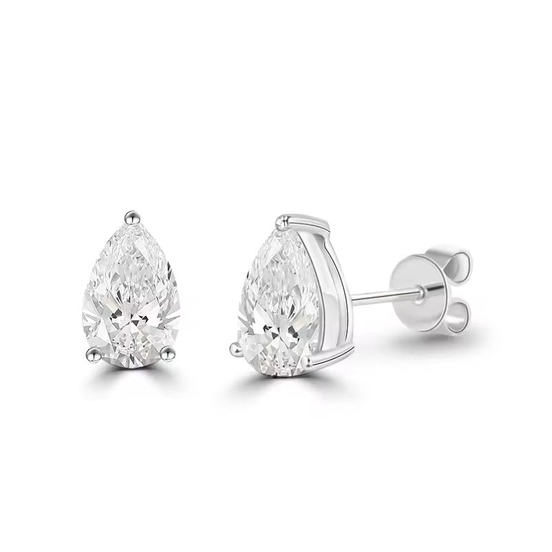 Solitaire Teardrop Diamond Earrings